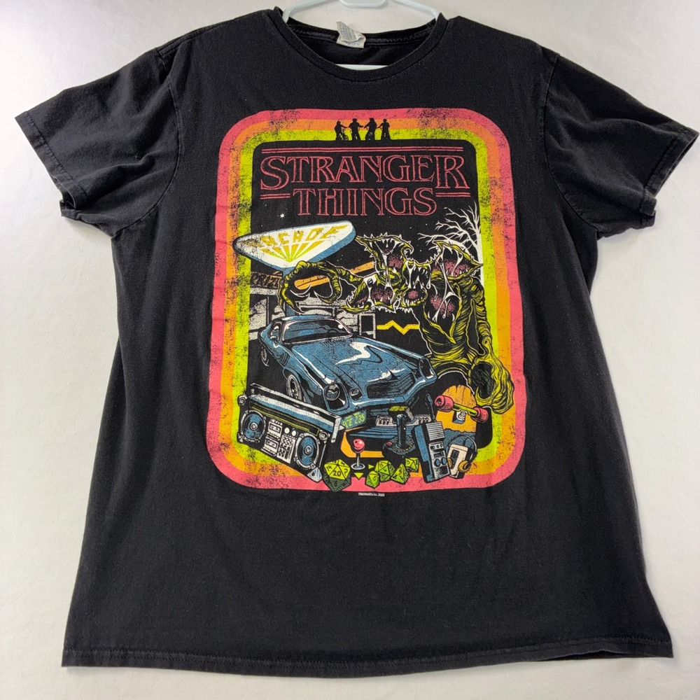 401 Stranger Things T-Shirt Large Black Retro Demogorgon Arcade Graphic Tee